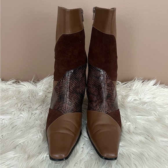{Bellini} Haddie Snakeskin Leather Boots in Brown - Womens 10 - Picture 4 of 9